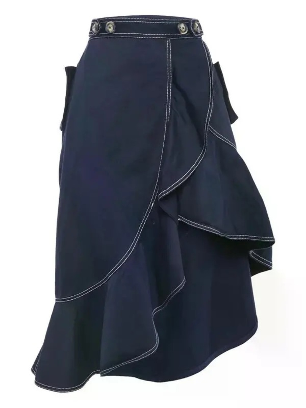 Self-Portrait Flounced Asymmetrical Midi Skirt - Picture 2 of 5